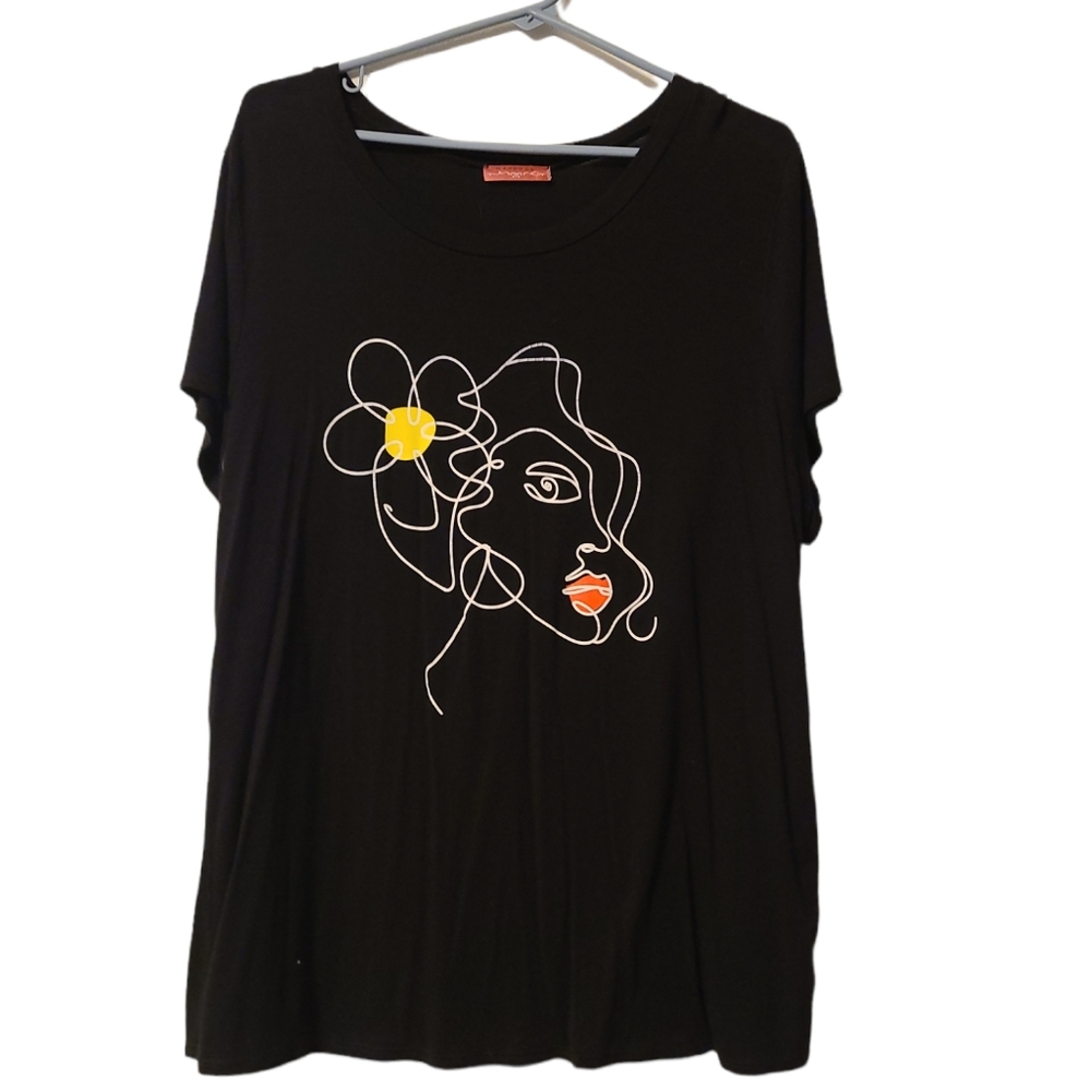 Black shirt .